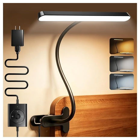 18" Glocusent USB Powered 57 LED Clip-on Reading 2.75" Desk Lamp