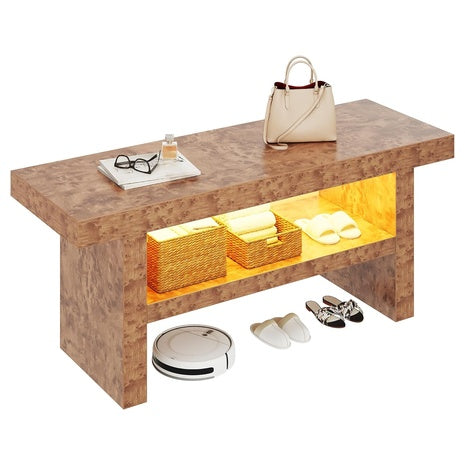 DWVO 39.4" Entryway Bench With Motion-Sensing Warm LED Light