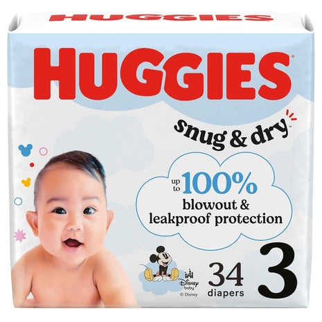 34 Huggies Snug & Dry Size 3 Diapers