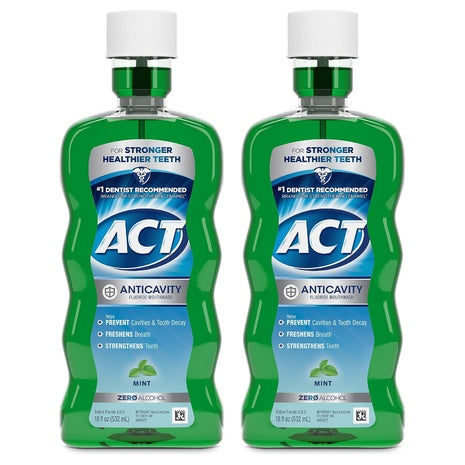 Targeted: 2 Bottles ACT Anticavity Fluoride Mouthwash (18oz)