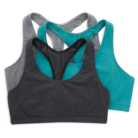 3-Pack Hanes Women's Racerback Cotton T-Back Bralette (3 Options)