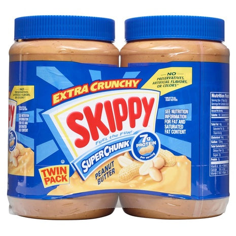 2 Skippy Peanut Butter, Super Chunky, 40 Ounce