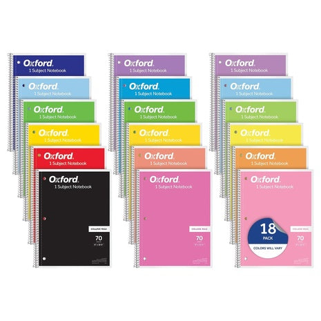 18 Oxford College Ruled Spiral Notebooks