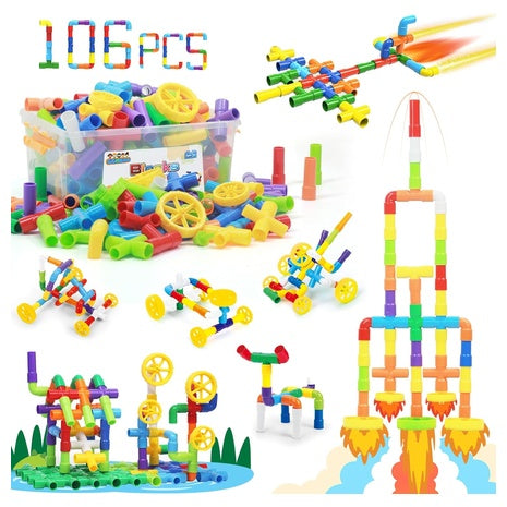 106-Piece Tube Pipe STEM Building Toy