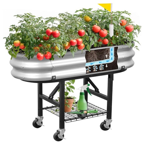 Self-Watering Planter Box Raised Garden Bed With Wheels