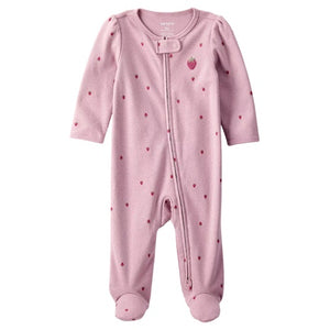 Baby Girl Carter's Strawberry Print Cotton Sleep & Play One-Piece Pajamas
