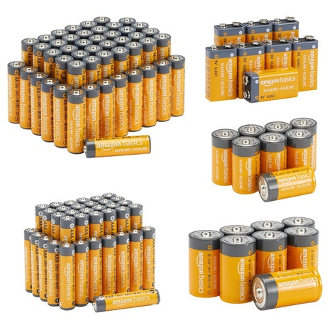 108 Amazon Basics AA, AAA, C, D & 9V Batteries