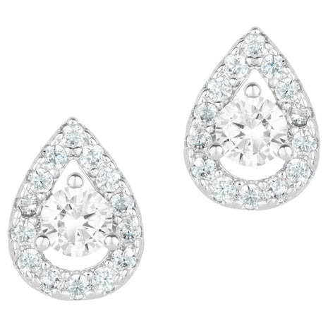 Adornia Pear Cut Halo Swarovski Crystal Earrings