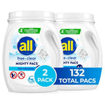 Al Free Clear, Original, Mighty Pacs Laundry Detergent Pacs, 132 Count