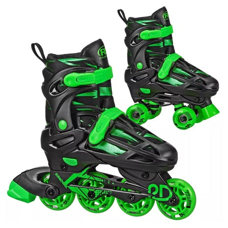 Roller Derby Green Wire Kids' Adjustable Inline-Quad Combo Skates