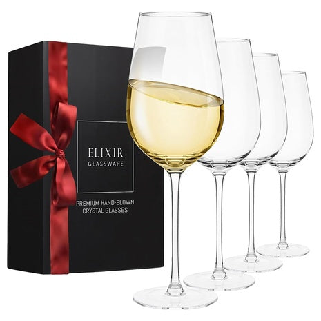 4 Hand Blown Red & White Wine Glasses