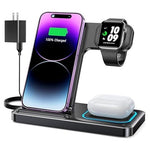 3-in-1 Foldable Wireless Charging Station w/ Power Adapter (Apple Devices)