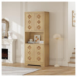 Garvee 72" Tall Pantry Cabinet With Carved Door & Crystal Handle