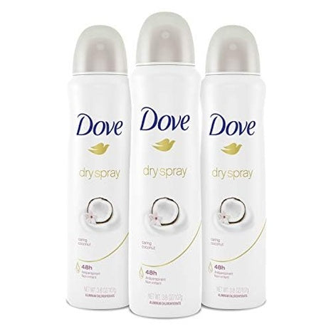 3 Dove Caring Coconut Dry Spray Antiperspirant Deodorants