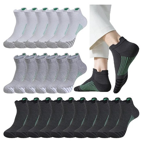 10-Pair Athletic Moisture Wicking Ankle Socks - Multi Color