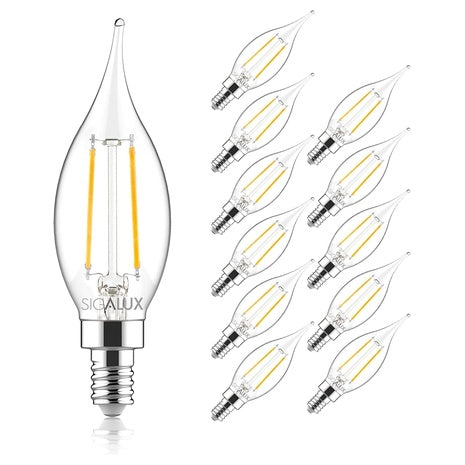 12-Pack Sigalux Candelabra Base 60 Watt E12 LED Light Bulbs