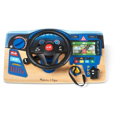 Melissa & Doug Vroom & Zoom Interactive Wooden Dashboard Racing Car Steering Wheel