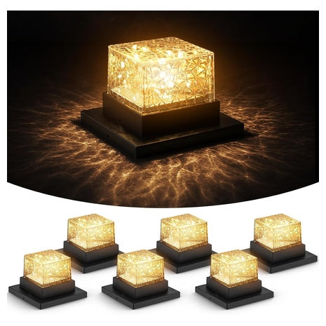 6-Pack Waterproof Solar Post Cap Lights