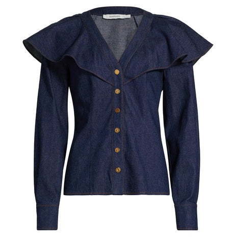 Caped Denim Blouse