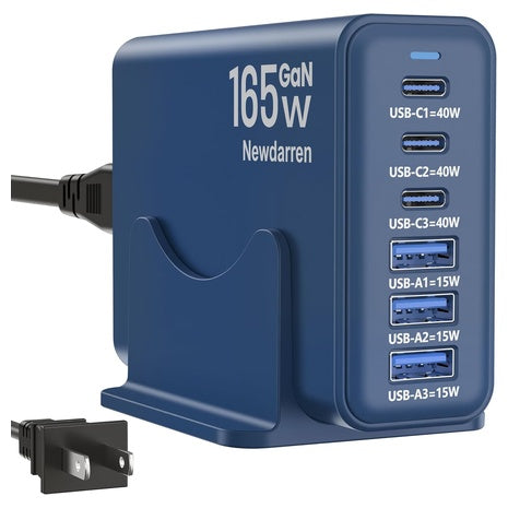 165W GaN 6-Port USB-C Fast Charging Station