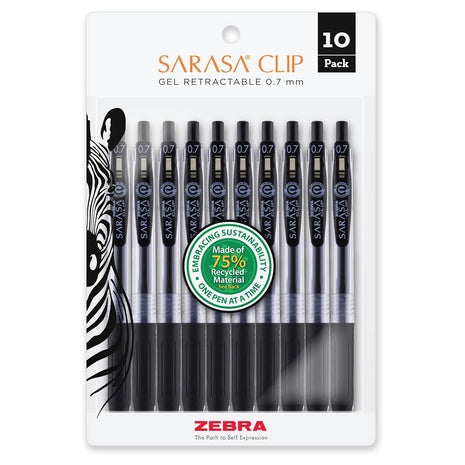 10-Pack Zebra Sarasa Clip Gel Pens (2 Colors)