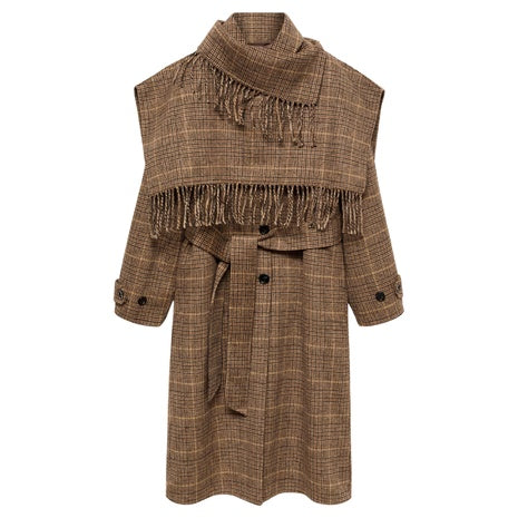 Women's Wool Blend Micro Houndstooth Coat