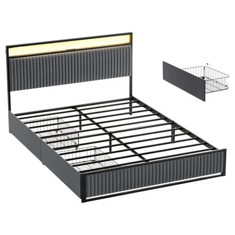 Ebern Designs Antioch Upholstered Platform Bed W/ Storage & Charging Station