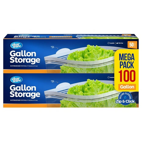 100 Gallon-Size Double-Zipper Food Storage Bags