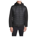Kenneth Cole Men's Mixed-Media Quilted Hooded Slim Fit Jacket