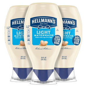 3 Hellmann’s Light Mayonnaise Squeeze Bottles