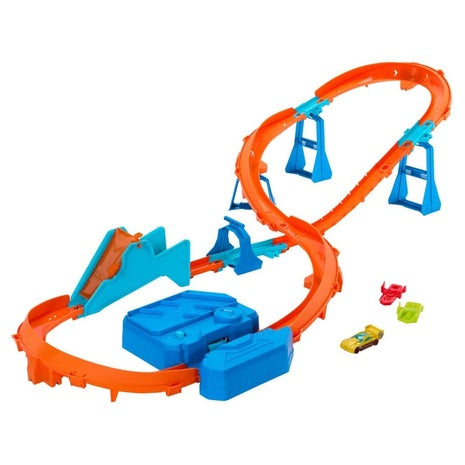 Hot Wheels Toy Car Track Set, Deluxe Building Box w/ Motorized Booster