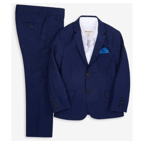 Estate Blue Linen Stretchy Mod Suit