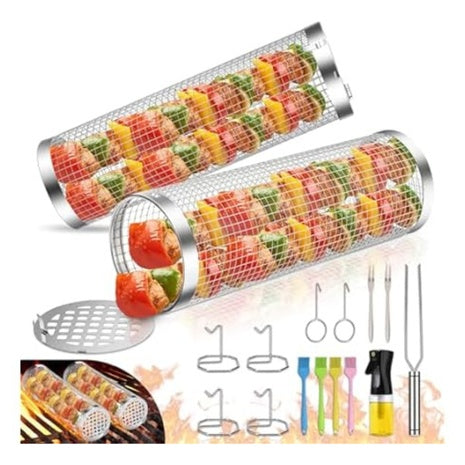 2-Pack Alukiki BBQ Rolling Grill Baskets