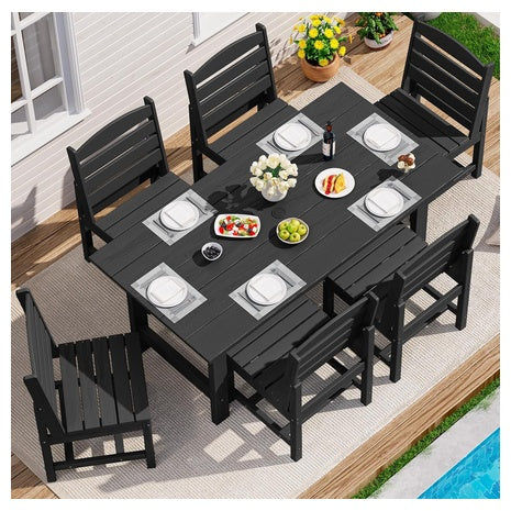 Serwall 6 Person Patio Dining Sets With 6 Armless Chairs
