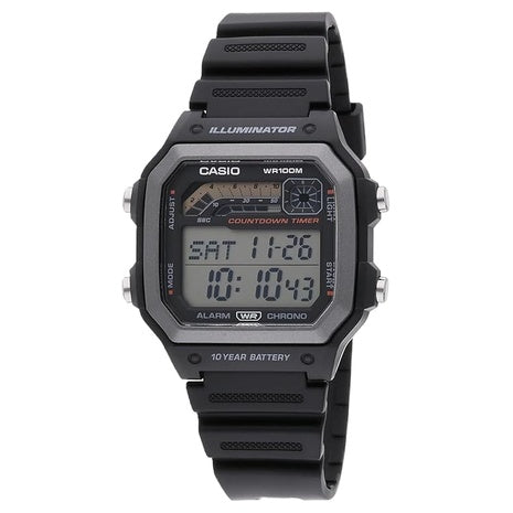 Casio Men's Digital Watch With Black Resin Band