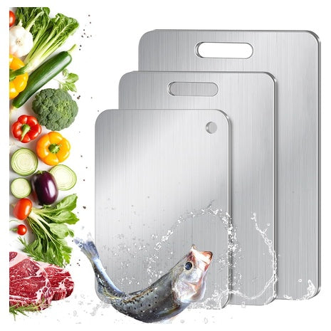 3-Set BHLPOOGY Double-Sided Titanium Cutting Board