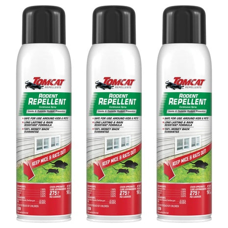 3 Bottles Of Tomcat Rodent Repellent Continuous Spray