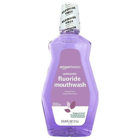 33.8oz Amazon Basics Anticavity Fluoride Alcohol Free Violet Mint Mouthwash