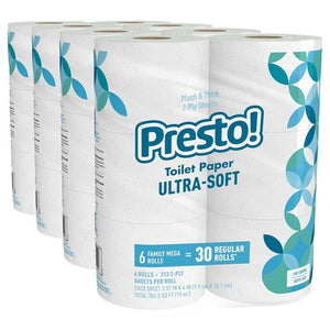 24-Mega Rolls Presto! 2-Ply Ultra-Soft Toilet Paper