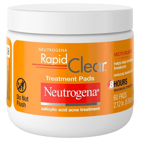 60 Neutrogena Rapid Clear Maximum Strength Acne Treatment Pads