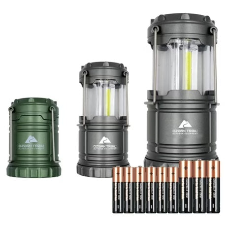 3-Pack Ozark Trail LED Camping Lantern W/ AAA & AA Batteries