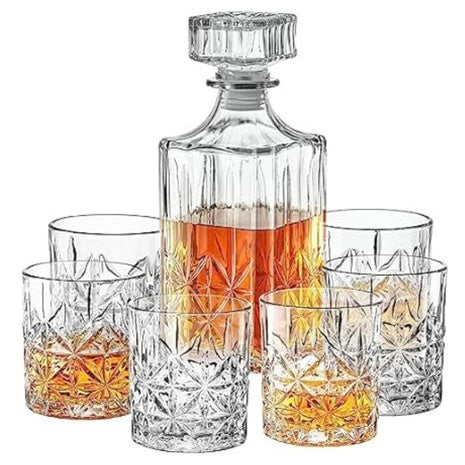6-Piece Style Setter Prestigious Whiskey Decanter Set 52 oz