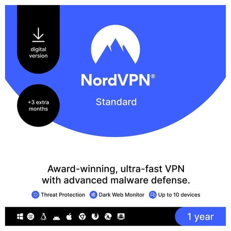 NordVPN Internet Security And Privacy Software (10 Devices, Digital Download)