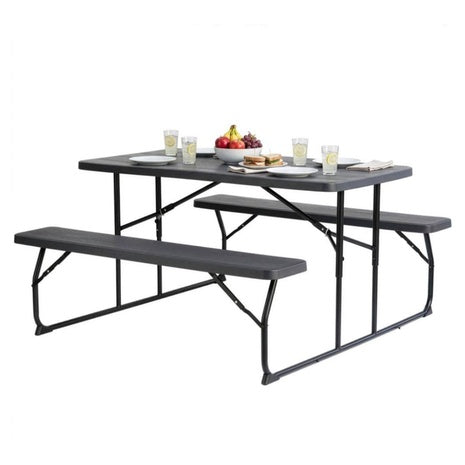 Gardenised Portable Folding Picnic Table Set With Benches