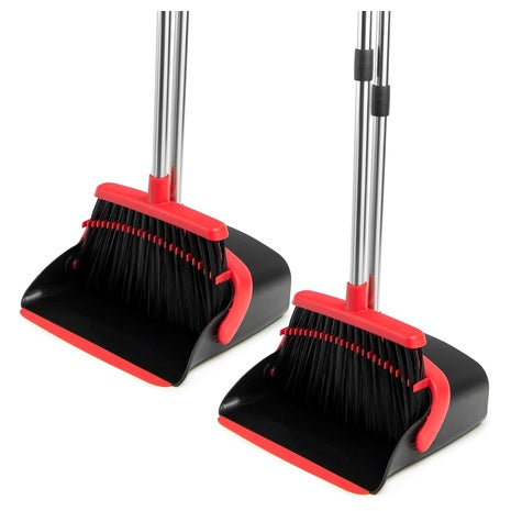 2-Pack Long Handle Broom & Dustpan Set
