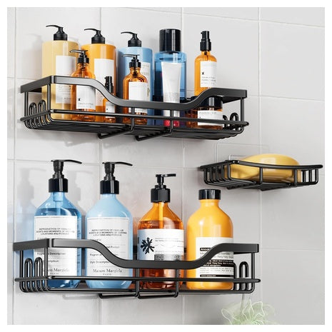 3 Adhesive Shower Caddies with Soap Holder