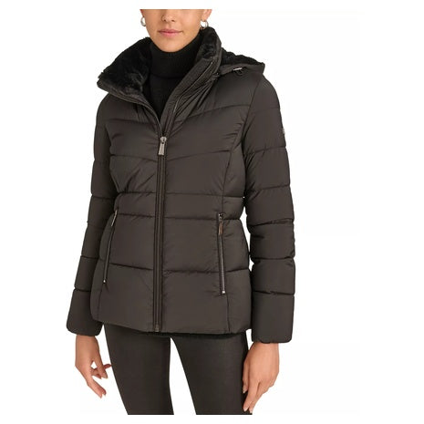 Calvin Klein Women's Faux Fur Lined Hooded Puffer Coat
