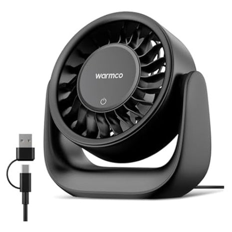 Warmco DS1 6.4" USB Desk Fan (3-Speed Touch Control)