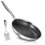 10" Nonstick Stainless Steel Frying Pan With Honeycomb Surface
