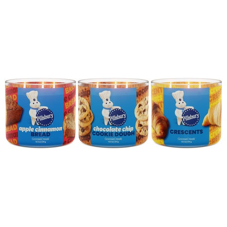 Pillsbury Apple Cinnamon, Chocolate Chip Cookie Dough, Crescents 3-Wick Candle (14.5oz)